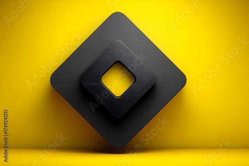 Yellow Black 3D Geometric Diamond Design for Modern Brand Identity UI Decoration Creative Material