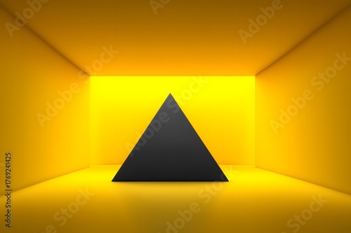 Yellow Black Minimalist Geometric Triangle Space for Brand Display Art Installation Creative Material