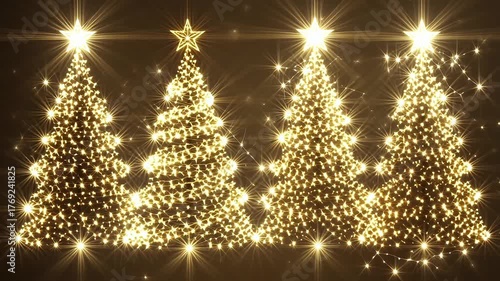 Christmas trees with lights holiday season festive decoration winter celebration xmas bright sparkling 