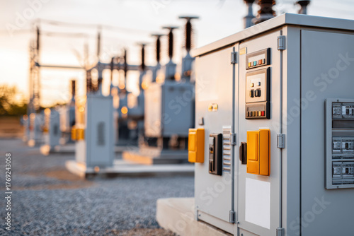 Modern electrical substation with transformer unit