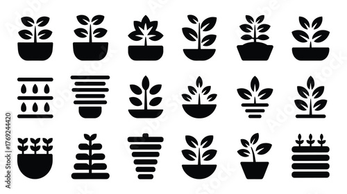 Collection of plant and gardening icons