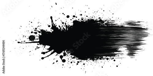 Wallpaper Mural Abstract black ink splatter grunge texture design element isolated on white background Torontodigital.ca