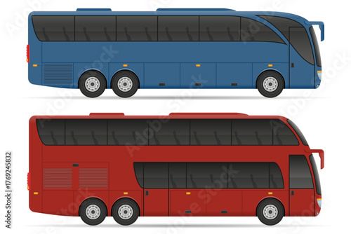 long distance passenger bus vector illustration isolated object icons