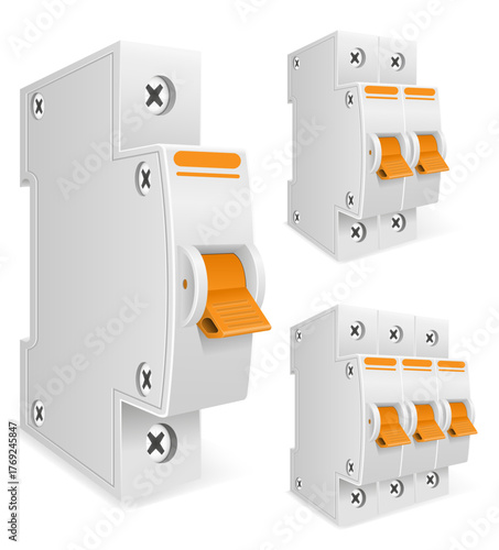 electrical switches automatic circuit breaker vector illustration isolated object icons