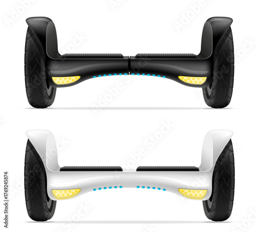 gyroboard giroscuater on two wheels personal transport vector illustration isolated object icons