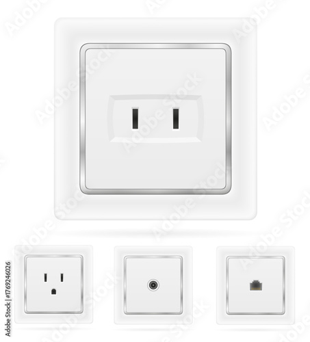 electrical socket outlet for indoor electricity vector illustration isolated object icons