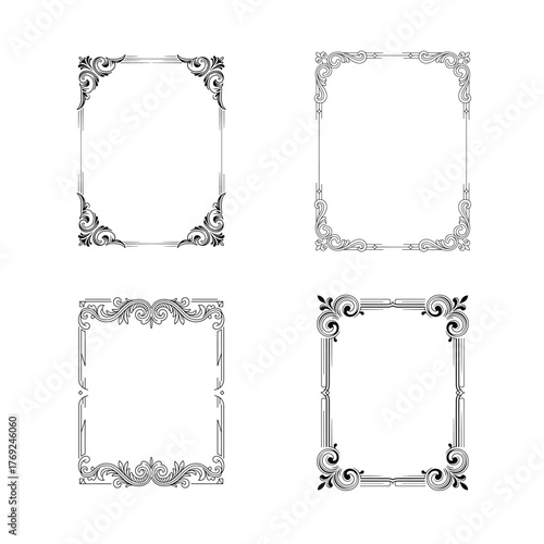 Set Frames Border Decoration Design Ornate Illustration Vector Graphic Artwork