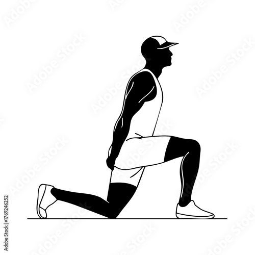 Athlete stretching before a run, representing preparation, discipline, and focus in sports training.
