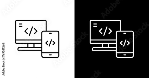 Web Development White Icon Set Design