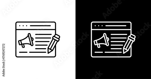 Content Creation White Icon Set Design