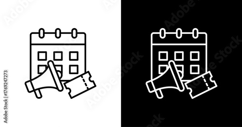 Event Promotion White Icon Set Design