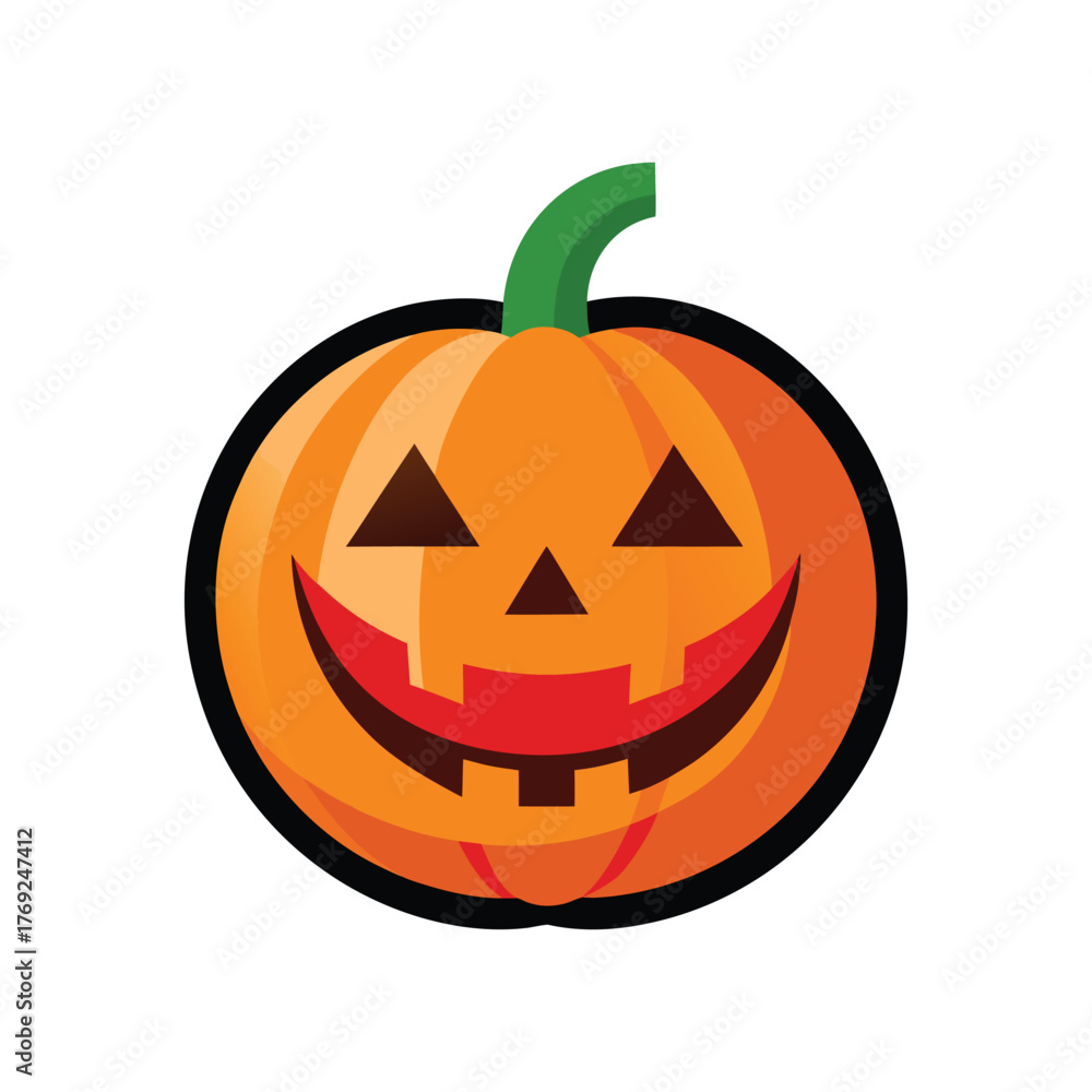 Fototapeta premium halloween jack o lantern, halloween pumpkin vector icon on white Background