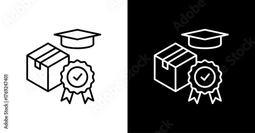 Branding Education White Icon Set Design