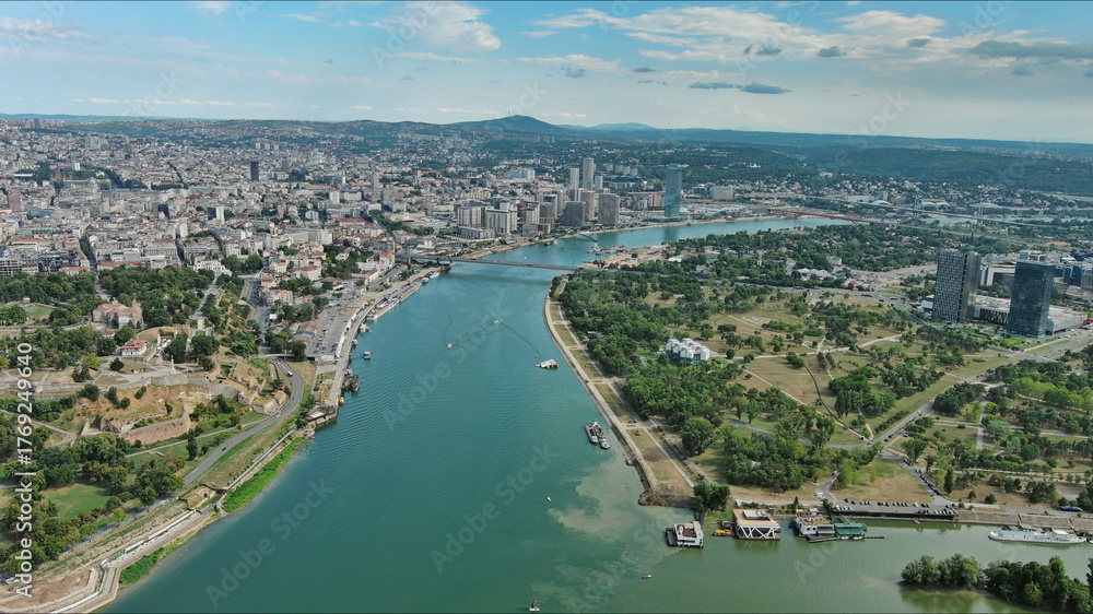 Obraz premium Kalemegdan fort in Belgrade Serbia and Save river