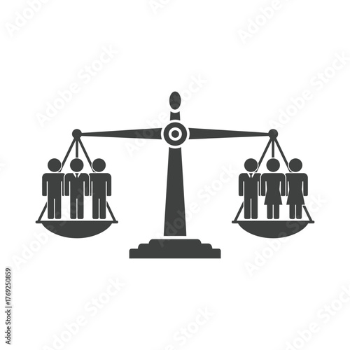 Gender Equality Balance Scale Icon - Equal Rights and Opportunity for Men and Women Symbol