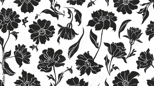 Minimalist Botanical Vector Pattern for Fabric and Wallpaper Design, Ai Generate 