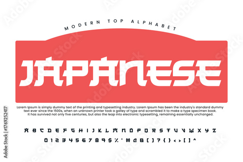 Asian calligraphy style font vector typeface alphabet typeset