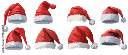 set of santa claus christmas hat isolated vector graphic design