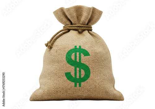 Isolated bag of money with dollar sign makes saving seem easy and lucrative in design work