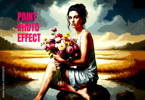 Paint Photo Effect PSD Template