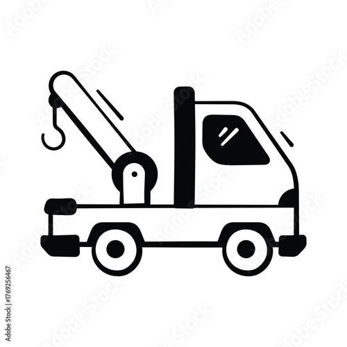 Tow truck icon, depicting roadside assistance, towing, and vehicle recovery services