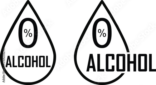 Alcohol Free Product Label – 0% Symbol Badge for Packaging and Branding
