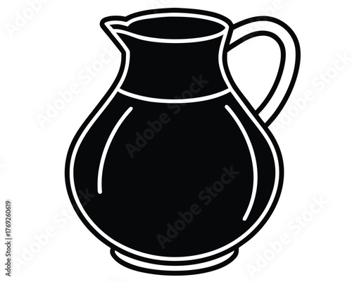 Black and white pitcher silhouette illustration isolated on a white background