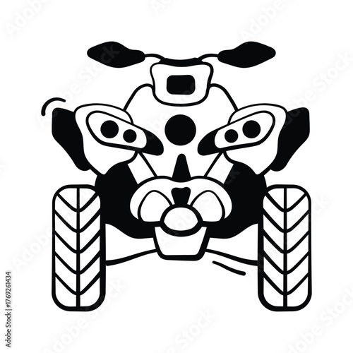 Off road adventure, outdoor travel, concept doodle icon of quad bike