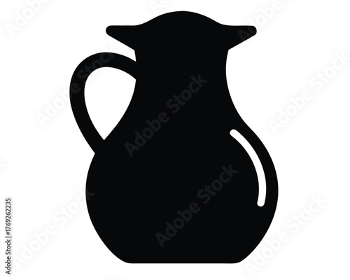 Black silhouette of a classic pitcher against white background image