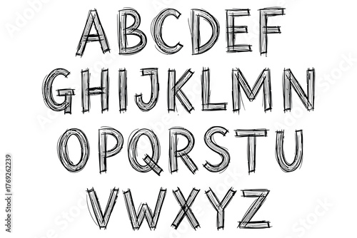"Hand-drawn Alphabet Letters in a Sketch Style".