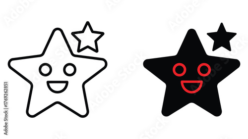 Vector Illustration of a smiling star with a smaller star next to it