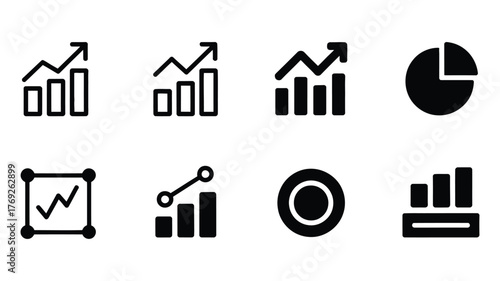 Set of various business graph and chart Vector icons
