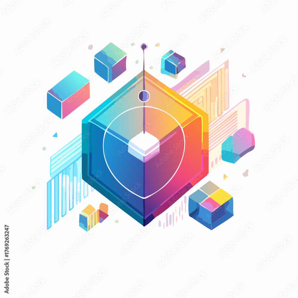 Obraz premium abstract modern objects, futuristic vector art with neon gradients and geometric shapes
