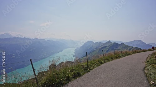 Aerial View of Lake Brienz from Brienzer Rothorn Summit – Swiss Alps,