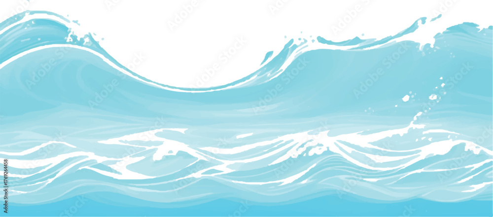custom made wallpaper toronto digitalStylized ocean waves illustration light blue water with white foam vector background for summer designs