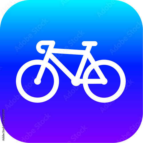 Modern Blue Purple Gradient Icon of a Bicycle Commute Symbol on a Rounded Square Button.