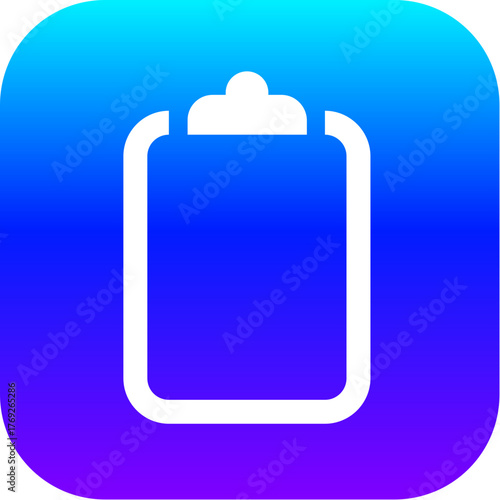 Modern Blue Purple Gradient Icon of a Clipboard Report Document Symbol on a Rounded Square Button.