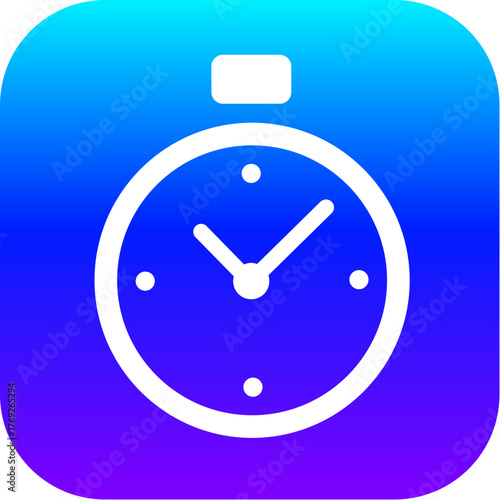 Modern Blue Purple Gradient Icon of a Stopwatch Timer Symbol on a Rounded Square Button.