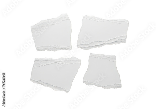 Wallpaper Mural Four white torn paper pieces arranged on a black background in a square like formation center view Torontodigital.ca