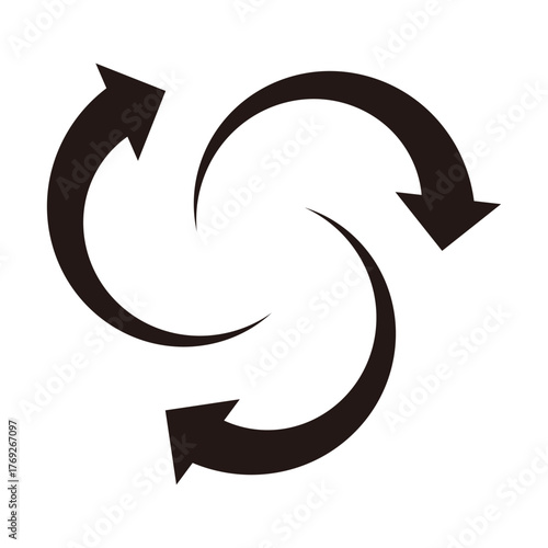 Triple Arrows Spinning Outward | Expanding Spiral Icon