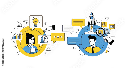 Business Collaboration and Growth Concepts Illustrated with Icons A Visual Guide