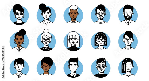 Diverse People Portraits A Collection of Stylish Avatars for Modern Communication and Representation