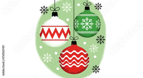 Festive Christmas Ornaments A Colorful Trio for Holiday Cheer, Decoration, and Seasonal Joy