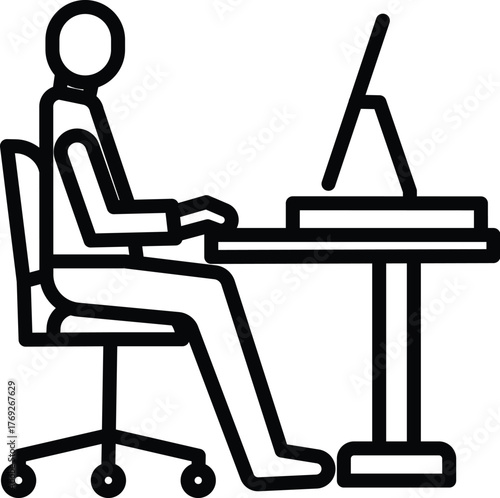 ergonomic workplace in outline style