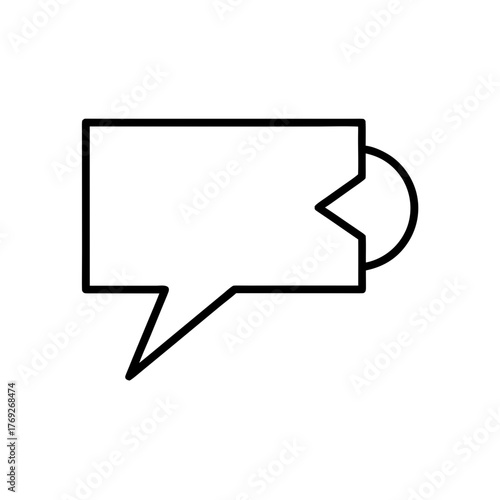 Outline of speech bubble with circular attachment on transparent background