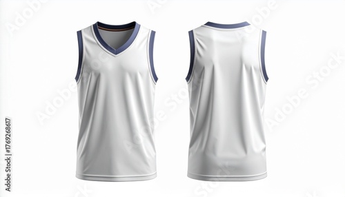 White Basketball Jersey Mockup Front and Back View on White Background