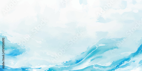 Abstract watercolor background with blue and white tones creating a serene and calming atmosphere perfect for use as a backdrop or texture