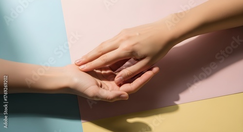 Wallpaper Mural Gentle human touch on pastel background, symbolizing connection, empathy, and vital support for enhancing mental health Torontodigital.ca