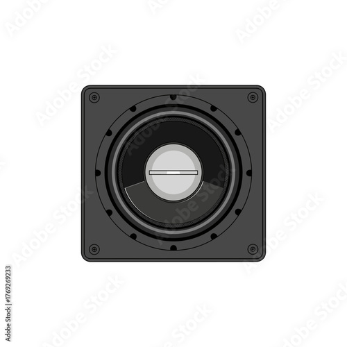 Car sound system, Subwoofer icon logo flat vector design