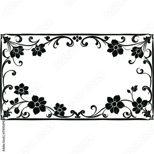 black and white floral frame